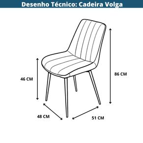 Kit 4 Cadeiras Volga Or Design PU Cafe Base Metal -7-